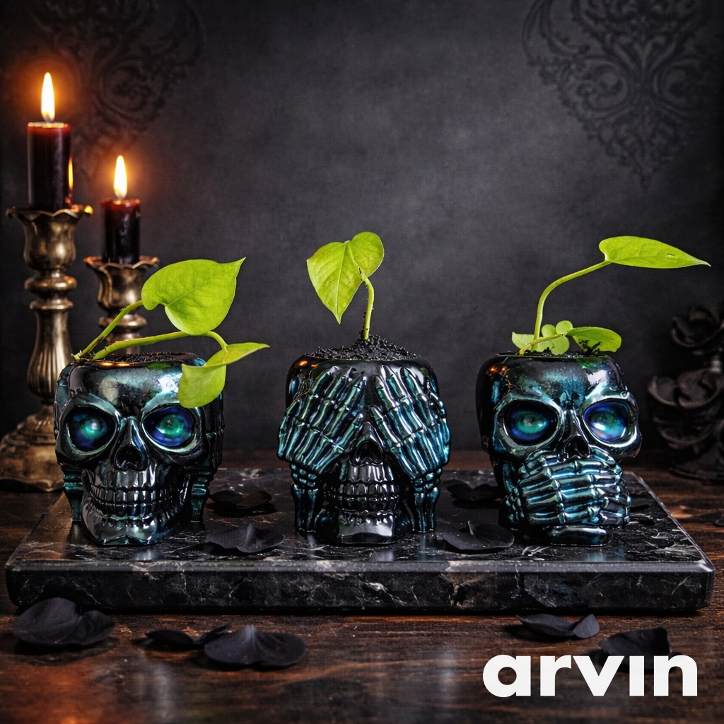 Skull Hear,See,Speak No Plant holders